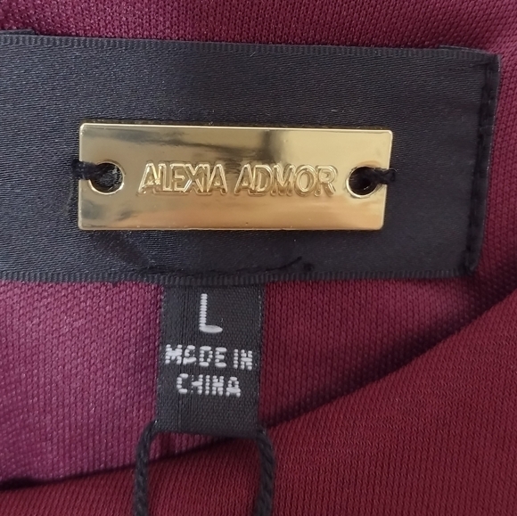 Alexia Admor NWT Long Sleeve Draped Wide-Leg Jumpsuit L Burgundy Stretch - Picture 8 of 10